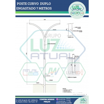 POSTE CURVO DUPLO ENGASTADO 7 METROS
