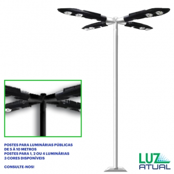 Poste para iluminação Publica - 4 braços
