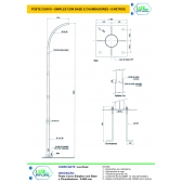 Poste Curvo Simples com Base e Chumbadores - 9 Metros