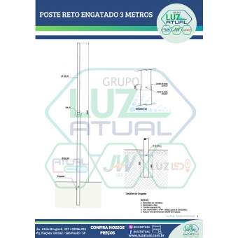 POSTE RETO ENGASTADO 3 METROS