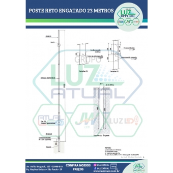 POSTE RETO ENGASTADO 23 METROS