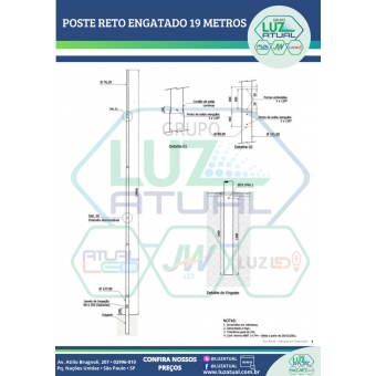 POSTE RETO ENGASTADO 19 METROS