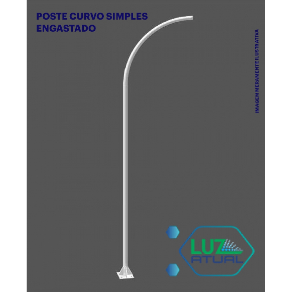 Poste Curvo Simples Engastado - 6 Metros
