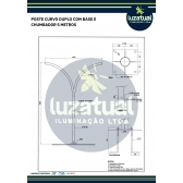 POSTE CURVO DUPLO BASE E CHUMBADOR 5 METROS