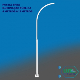 Poste Curvo Simples com Base e Chumbadores - 10 Metros