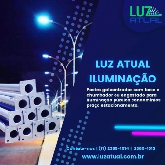 Poste Reto com Base e Chumbadores - 10 Metros