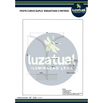 POSTE CURVO DUPLO ENGASTADO 4 METROS