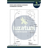 POSTE CURVO SIMPLES BASE E CHUMBADOR 11 METROS