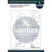 POSTE CURVO SIMPLES BASE E CHUMBADOR 8 METROS