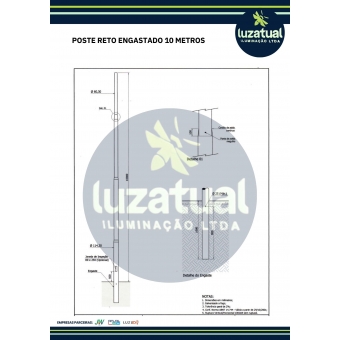 POSTE RETO ENGASTADO 10 METROS