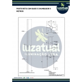 POSTE RETO BASE E CHUMBADOR 3 METROS