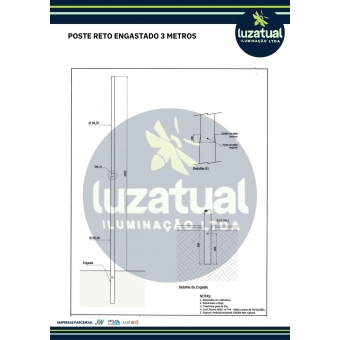 POSTE RETO ENGASTADO 3 METROS