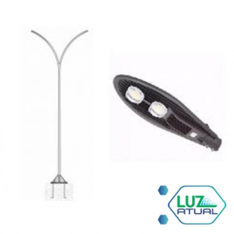 Poste Curvo Duplo de 6 metros | Base e Chumbadores