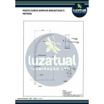 POSTE CURVO SIMPLES ENGASTADO 5 METROS