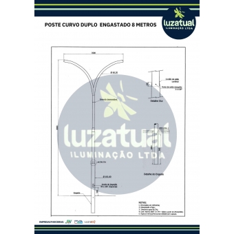 POSTE CURVO DUPLO ENGASTADO 8 METROS