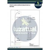 POSTE CURVO SIMPLES ENGASTADO 12 METROS